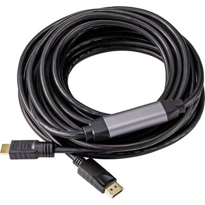A long black HDMI cable with plugs at both ends, coiled. Suitable for transmitting audio and video signals.