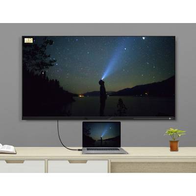 A person stands under a starry night sky and shines a torch into the sky. The scene is displayed on a large screen.