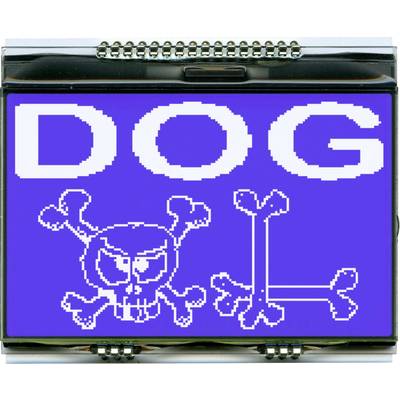 A rectangular blue background displays the word 'DOG' in large white letters, with a stylised white skull and crossbones underneath.