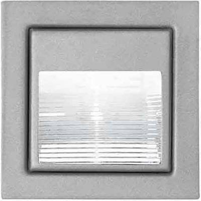 Square wall lamp with grey mounting and glass, ribbed diffuser, suitable for modern interior design.