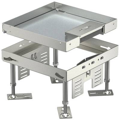 A height-adjustable square metal frame on support feet, possibly part of a technical device or machine component.