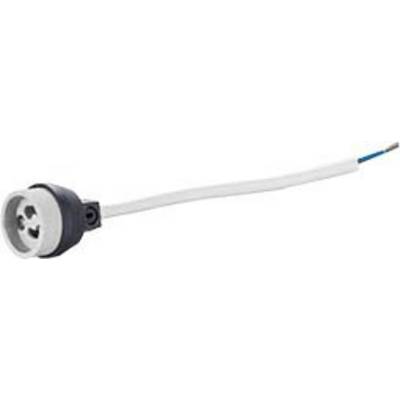 A white lamp socket with cable end, suitable for electrical connections of incandescent or LED bulbs.