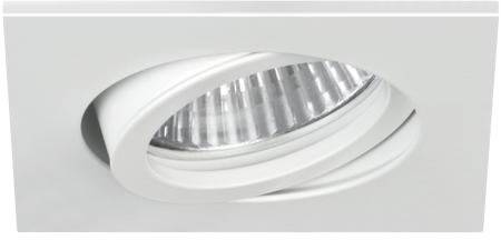 Adjustable, rectangular ceiling spotlight in white with a silver reflector, suitable for interior lighting.