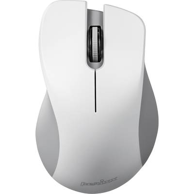 White wireless computer mouse with ergonomic design, viewed from above.
