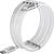 White, double-sided USB cable with silver connectors, featuring Type-C and Lightning ports, for charging and data transfer purposes.