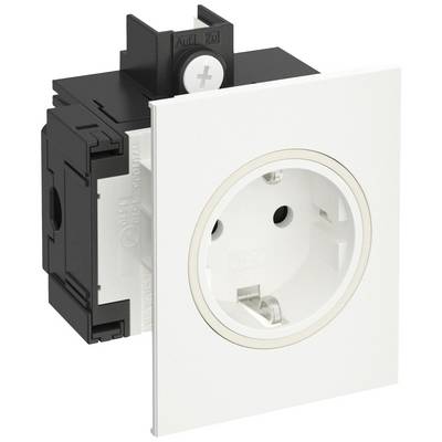 A white socket with a black mounting housing. At the top, there is a plastic part with the labels 'Off' and 'On'.