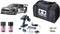RC Auto Kit with grey racing car, remote control, batteries, charger, colour sprays, carry bag with TAMIYA logo, ball bearings.