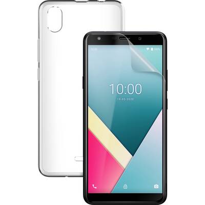 Smartphone with a transparent back cover. The display shows the time '10:00' and the date '10.05.2020'.