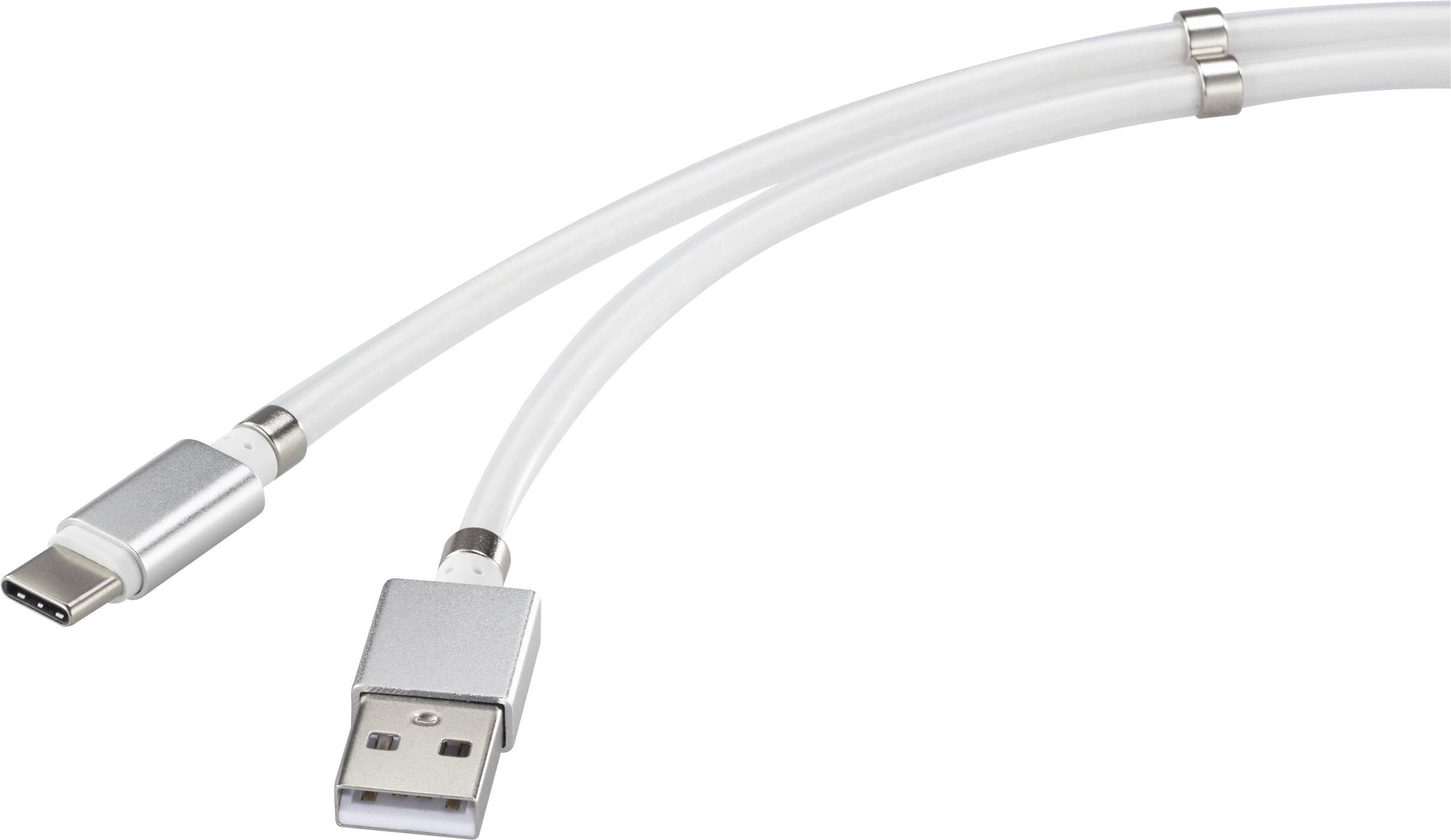Renkforce USB cable USB 2.0 USB-A plug, USB-C® plug 2.00 m White gold plated connectors TO-6895311-1