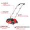 'Lawn mower with adjustable handle height, suitable for areas up to 350 m². 36 V, blade roller 31 cm. 3-stage working depth adjustment.'