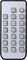 Grey remote control with buttons for volume, mute, equaliser, and numbers 0-9.
