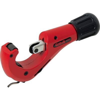 A red pipe cutter with a black handle. Suitable for precise cutting of pipes made from various materials.
