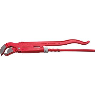 Red water pump pliers with adjustable handle and serrated jaws, for gripping and turning pipes and threaded connections.