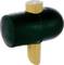 A black rubber mallet with a round head and a short wooden handle.