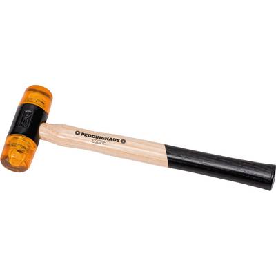 A hammer with an orange plastic head and a wooden handle. The brand names 'Peddinghaus' and 'Ash' are printed on the handle.