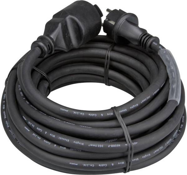 Perel EC10R25STBHQ Current Cable extension 16 A Black 10.00 m H05RR-F 3G 2,5 mm²