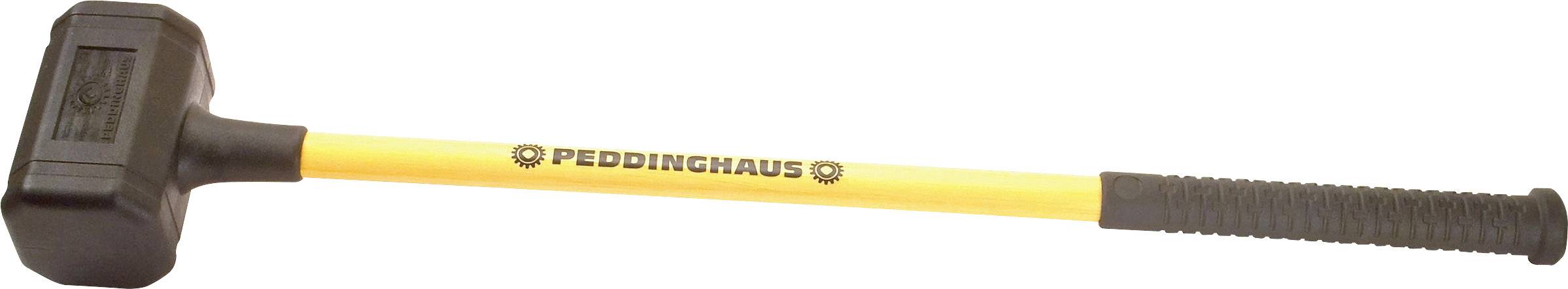 A yellow-handled and black-gripped sledgehammer by 'Peddinghaus'.