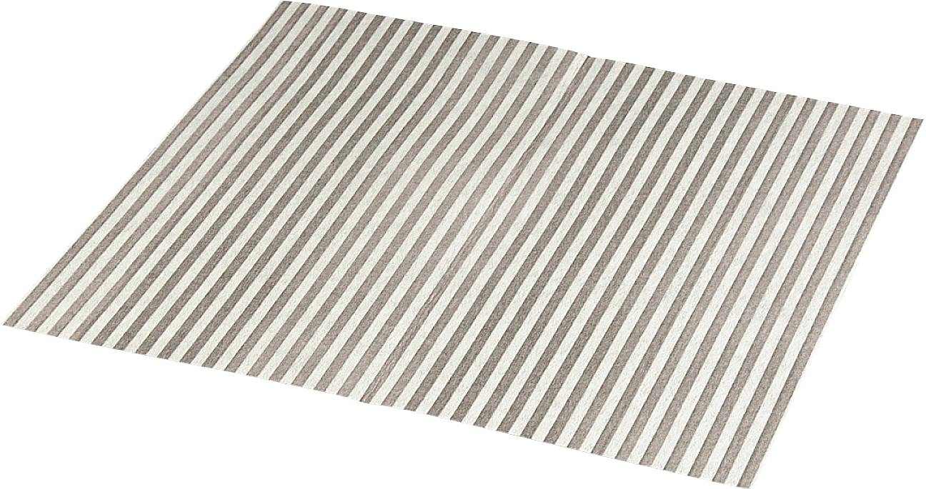 A rectangular carpet with uniform, alternating brown and white stripes.