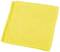 A yellow microfibre cloth, folded. Used for cleaning surfaces.<br><br>Note: In British English, "microfibre" is spelled with "-re" instead of the American "-er" spelling.