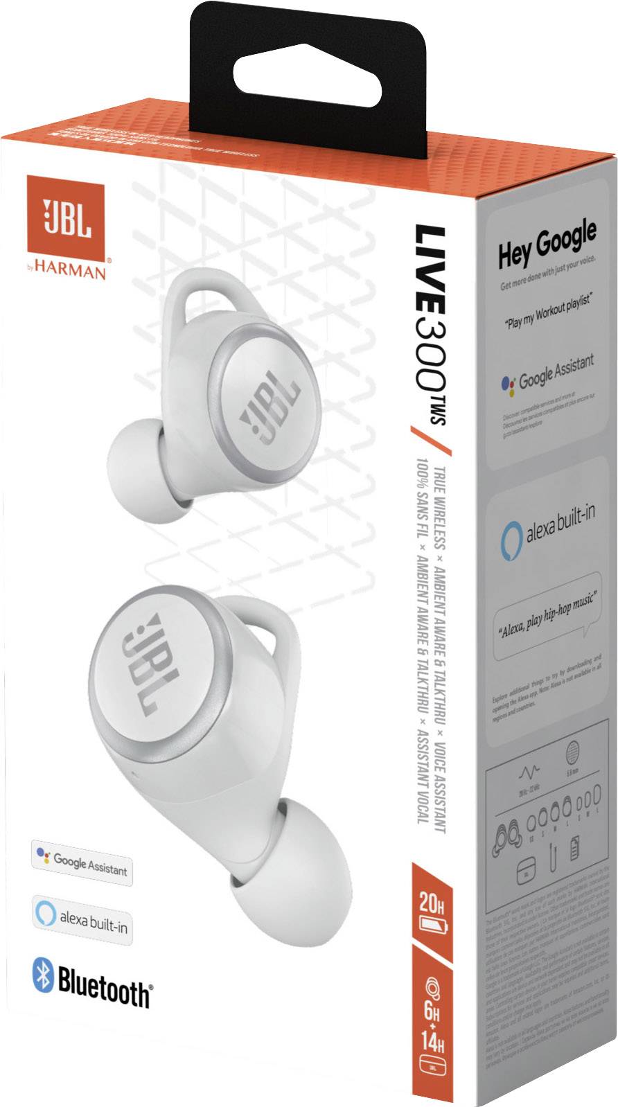 JBL Live 300 TW In-ear headphones Bluetooth® (1075101) White Noise  cancelling Sweat-resistant | Conrad.com