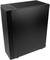 A black computer case with a smooth surface and side ventilation grille, suitable for PC building and hardware integration.
