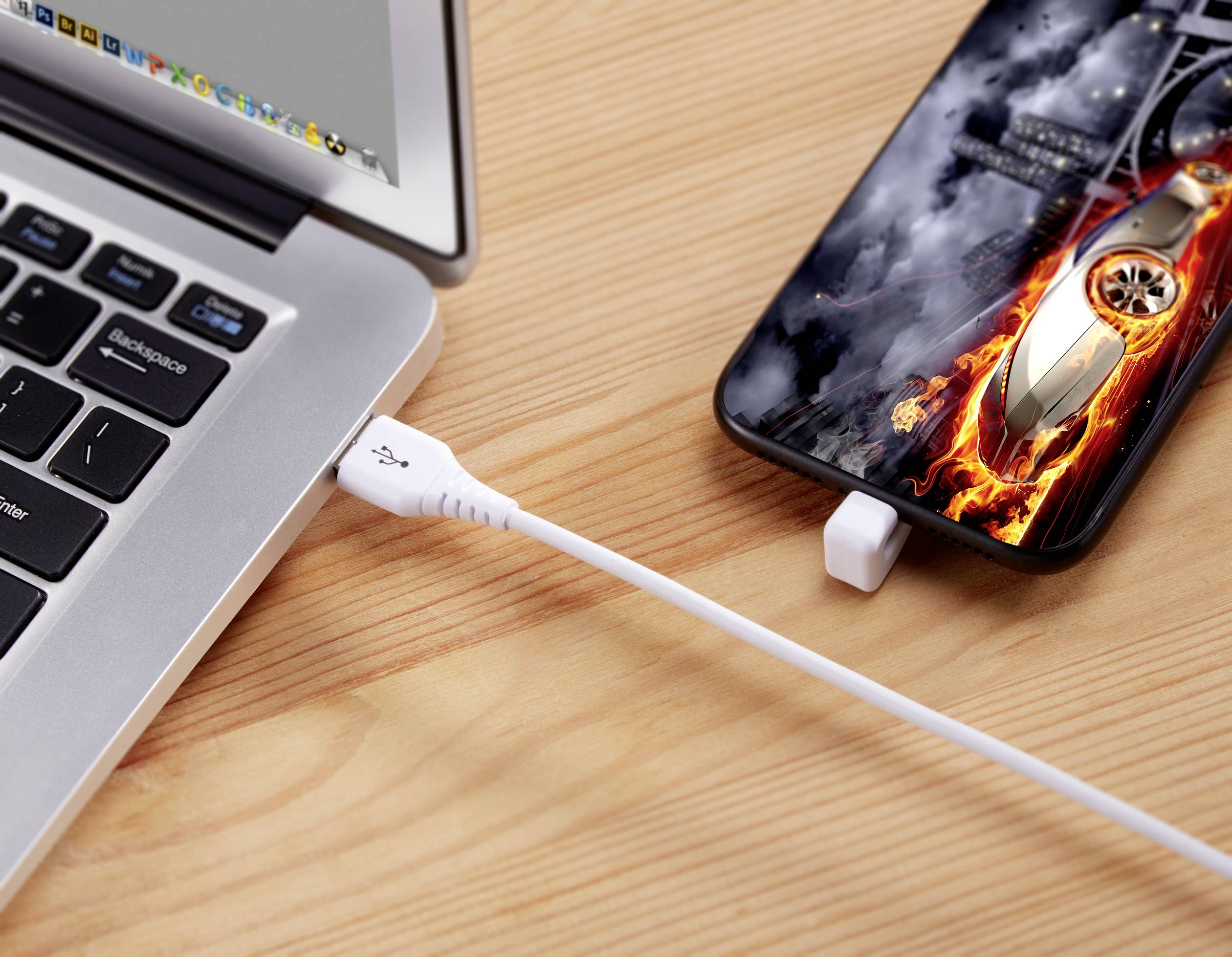 Renkforce USB cable USB 2.0 USB-A plug, Apple Lightning plug 1.00 m White RF-4598340-3