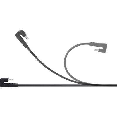 A black, right-angled cable with two different ends, protruding over the top and bottom edges of the image.