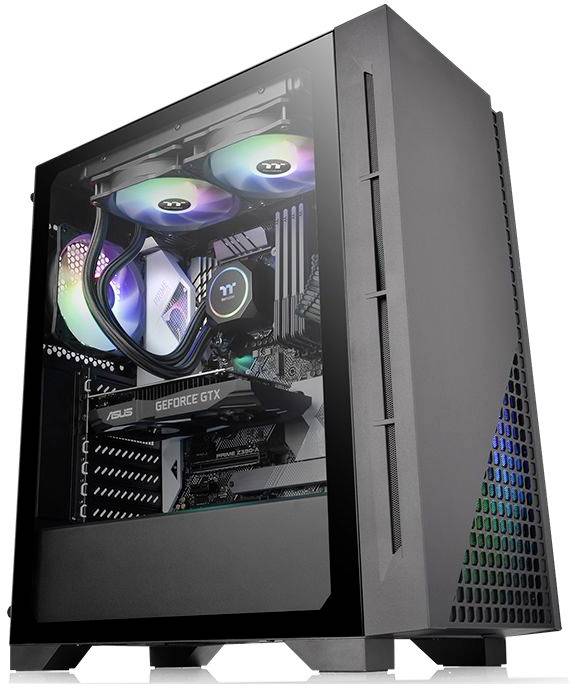 Thermaltake H330 TG Midi tower PC casing Black Built-in fan, Window, Dust filter-0