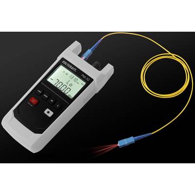 'Optical Power Meter Voltcraft PM-37 with power display and cable connection, suitable for measurements in telecommunications.'