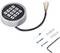 Electronic door lock with round keypad and cable. Includes screws, wall plugs, Allen key and resistance for installation.