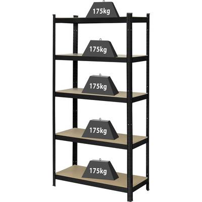 TOOLCRAFT TO-8689791 Stellingkast Extra Stevig 265 Kg B X H X D 900 X 1800 X 450 Mm Metaal Mdf Mat Zwart Hout 2896597 TOOLCRAFT TO-8689791 Stellingkast Extra Stevig 265 Kg B X H X D 900 X 1800 X 450 Mm Metaal Mdf Mat Zwart Hout 2896597