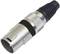 A silver and black jack plug, commonly used for audio connections, with a ribbed casing for improved grip.