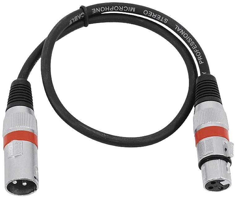 Black microphone cable with XLR connectors at both ends, suitable for professional audio equipment.