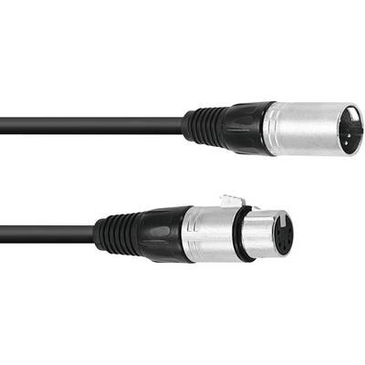 An XLR cable with a male and a female connector for audio connection, commonly used in professional audio systems.