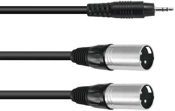 Omnitronic 30225158 XLR Adapter cable [1x Jack plug 3.5 mm - 2x XLR plug 3-pin] 1.50 m Black