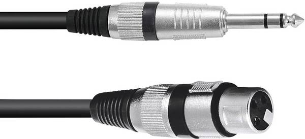 Omnitronic 30225180 XLR Adapter cable [1x XLR socket 3-pin - 1x Jack plug 6.3 mm (stereo)] 0.90 m Black
