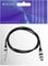 A black audio cable with jack plugs on both ends lies on a white background. Packaging shows the brand name 'Omnitronic'.