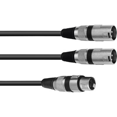 'Two XLR cables, one with a male and one with a female connector, for audio connection and signal transmission.'