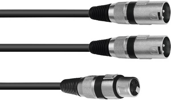 Omnitronic 30225203 XLR Adapter cable [1x XLR socket 3-pin - 2x XLR plug 3-pin] 0.50 m Black