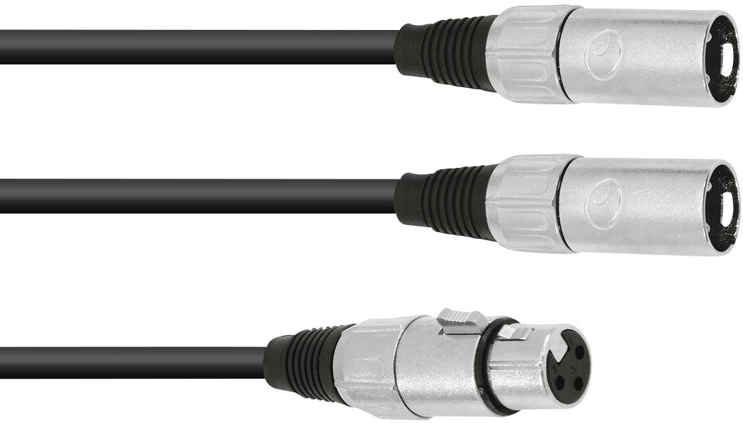 Omnitronic 30225204 XLR Adapter cable [1x XLR socket 3-pin - 2x XLR plug 3-pin] 1.00 m Black