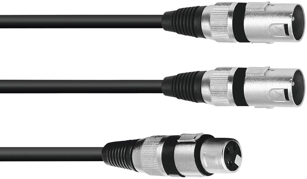 Image of Omnitronic 30225206 XLR Adapter cable [1x XLR socket 3-pin - 2x XLR plug 3-pin] 3.00 m Black