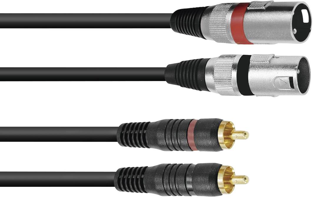 Omnitronic 3022522D XLR Adapter cable [2x XLR plug 3-pin - 2x RCA plug (phono)] 3.00 m Black