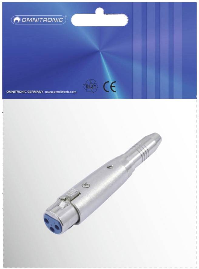 Omnitronic 30226550 XLR Adapter [1x XLR socket 3-pin - 1x Jack socket 6.3 mm (mono)]-1