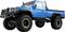 Blue off-road vehicle with large tyres, rugged design and increased ground clearance, suitable for challenging terrain.