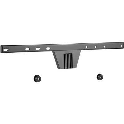 Black and grey metal mounting bracket with multiple drilling holes and two separate round components underneath, likely mounting accessories.