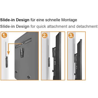 'Slide-in Design' with three steps for easy installation and quick change: 1. Insert, 2. Secure, 3. Adjust.