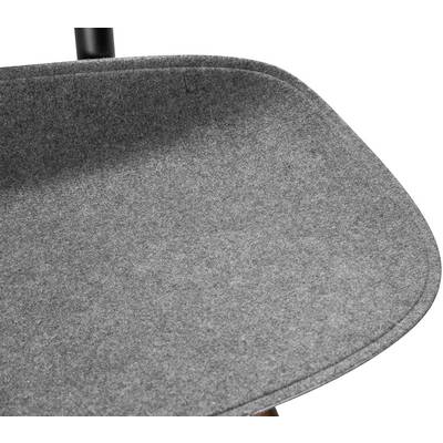 Grey fabric upholstery of a modern chair in close-up, showing the textured surface and corners.