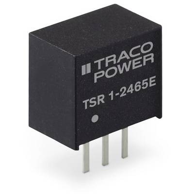 'TRACO POWER TSR 1-2465E' voltage converter with three pins. Black rectangular housing with white text labelling.