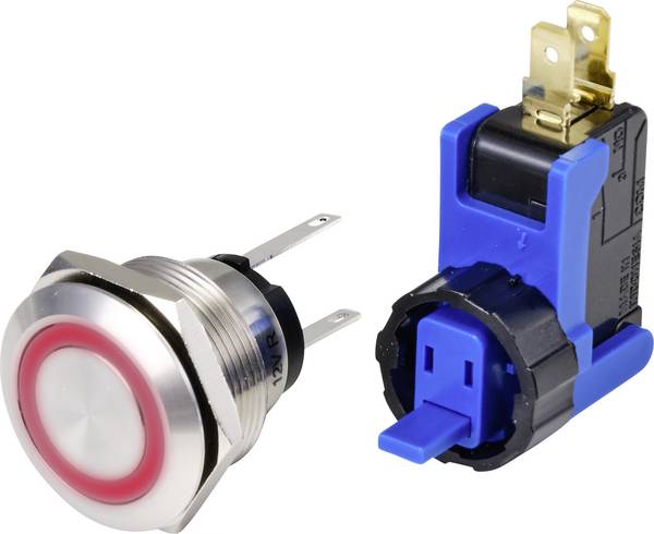 TRU COMPONENTS TC-9201352  Pushbutton 250 V 15 A 1 x On/Off momentary Red   IP65 1 pc(s)