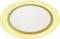 A round, flat object with a yellow border and a white, matte centre. It has a disc-like appearance.